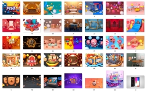 63款C4D格式工程文件模型创意3D立体金属质艺术字场景设计元素PSD素材