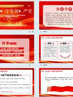 红金党政风讲党性守党规严党纪PPT模板