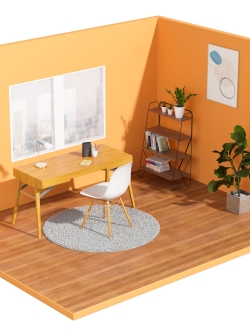 书桌 室内小场景 模型-octane渲染