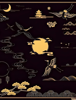 飞鹤祥云月亮元素笔刷