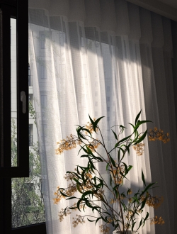 窗帘 花瓶 室内场景-octane渲染免费下载