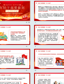 红色党政风年轻干部要做到五个自觉PPT模板