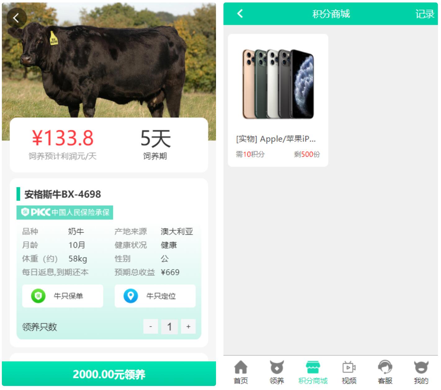 【牧场养牛】带积分商城+抽奖+会员特权 区块源码插图(2)